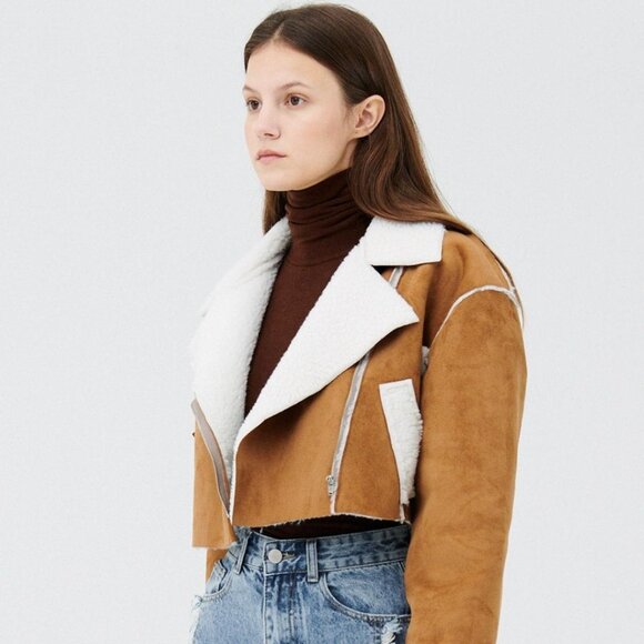 Storets Harlow Faux Shearling Cropped Jacket S/M - Picture 5 of 16